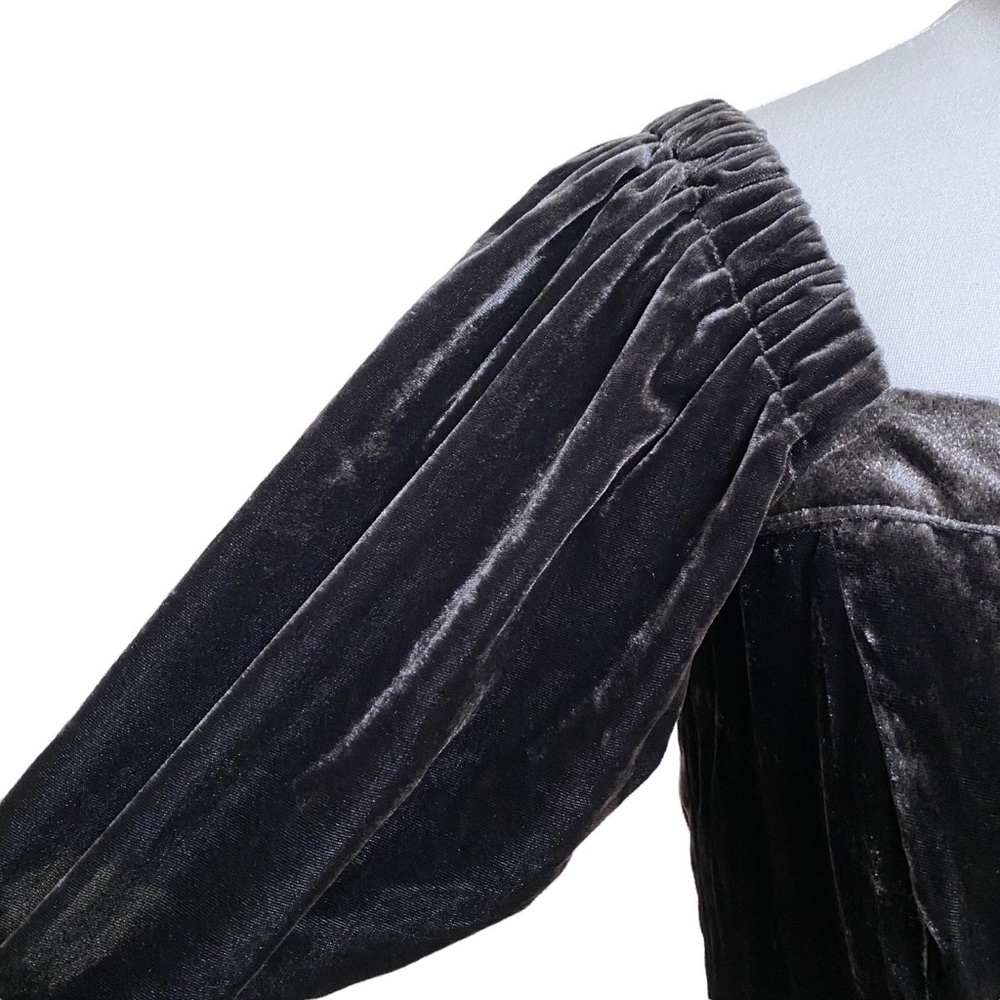 J. Crew Puff-sleeve Velvet Dress in Black NWT - Picture 9 of 14